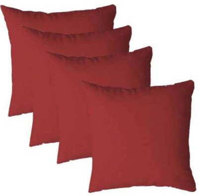 Swikon star Polyester Fibre Solid Cushion Pack of 4(Maroon)
