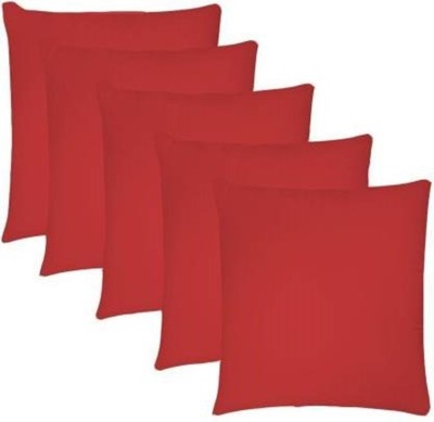 GKM Polyester Fibre Solid Cushion Pack of 5(Red)