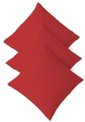 GKM Polyester Fibre Solid Cushion Pack of 3(Maroon)