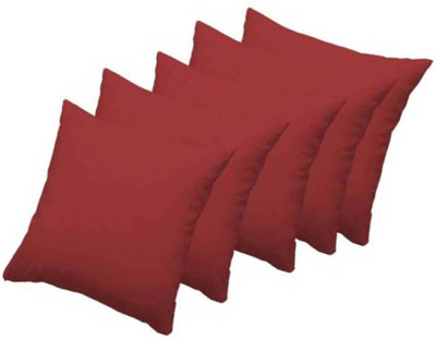 Swikon star Polyester Fibre Solid Cushion Pack of 5(Red)