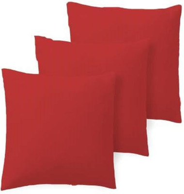 GKM Polyester Fibre Solid Cushion Pack of 3(Maroon)