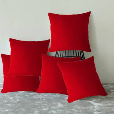 Changers Polyester Fibre Solid Cushion Pack of 5(Maroon)