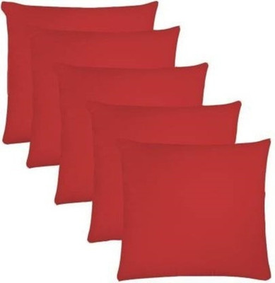 Changers Polyester Fibre Solid Cushion Pack of 5(Red)