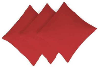 GKM Polyester Fibre Solid Cushion Pack of 3(Red)