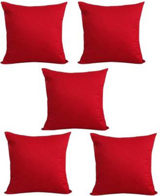 Changers Polyester Fibre Solid Cushion Pack of 5(Maroon)