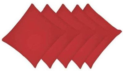 Swikon star Polyester Fibre Solid Cushion Pack of 5(Red)