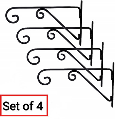 CreativeBuzz Wall Mounted Metal Plant Hanger Brackets|Hanging Decorative Hooks Holder for Indoor/Outdoor Flower Basket Pot Planter Bird Feeder Wind Chimes Lantern - 1 Pcs Plant Container Set(Pack of 4, Metal)