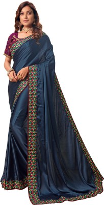 Hirvanti Fashion Embroidered Bollywood Silk Blend Saree(Grey)