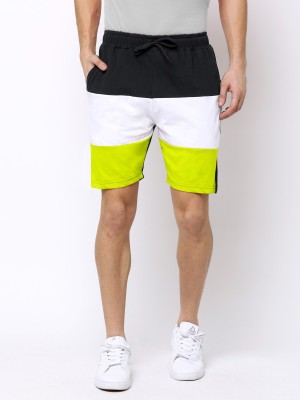 MANIAC Color Block Men Black, White Regular Shorts