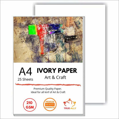True-Ally A4 Ivory Sheets - 210 GSM, | Sketching and Drawing Paper | Size -11.5 inches x 8.5 inches x 0.1 inch, 25 Sheets Unruled A4 210 gsm A4 paper(Set of 1, White)