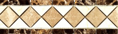 WALLDESIGN 609.6 cm Tile Art Marble Stone Diamond Pattern Classy Wall Border - 3 inch width by 20 ft length - Large Self Adhesive Sticker(Pack of 1)