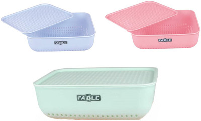 Nabhya Plastic Croma Combo Of 1 Big Size And 2 Small Size Multipurpose Basket Storage Basket with Lid Plastic Box Organiser for Home Kitchen Storage Storage Basket(Pack of 3)