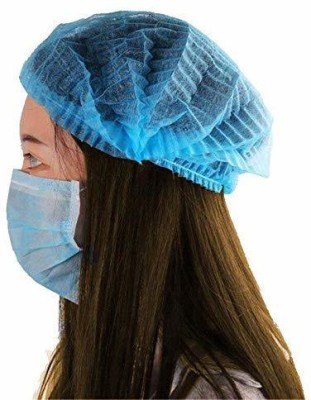 Shubh Disposable Stretchable Blue Bouffant Caps/Surgical Caps/Cooking Caps (Pack of 100) Surgical Head Cap(Disposable)