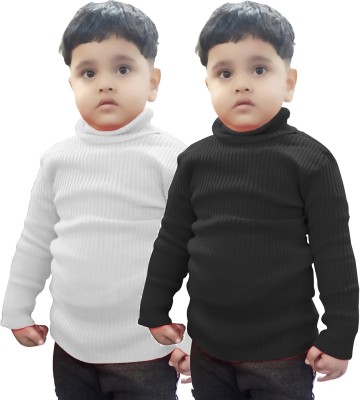 TohuBohu Solid High Neck Casual Baby Boys & Baby Girls White, Black Sweater