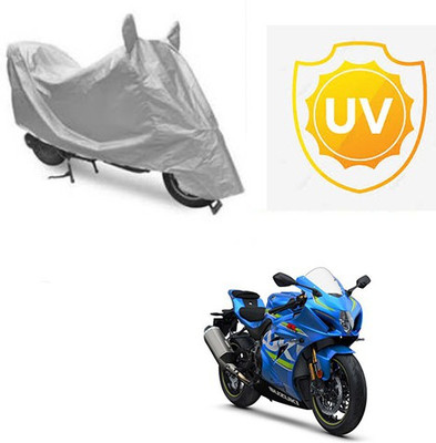 SRENTERPRISES Waterproof Two Wheeler Cover for Suzuki(GSX, Silver)