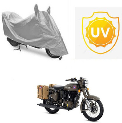 SRENTERPRISES Two Wheeler Cover for Royal Enfield(Classic 500, Silver)