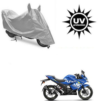 SRENTERPRISES Two Wheeler Cover for Suzuki(Gixxer SF, Silver)