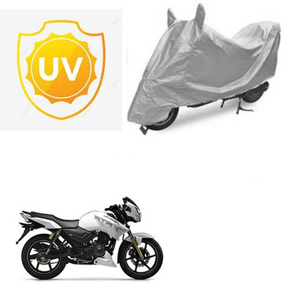 SRENTERPRISES Two Wheeler Cover for TVS(Apache RTR 180, Silver)