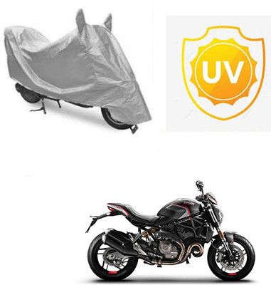 SRENTERPRISES Two Wheeler Cover for Ducati(Monster 82, Silver)