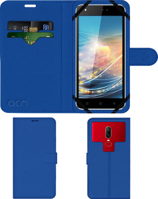 ACM Flip Cover for Intex Cloud Q11(Blue, Cases with Holder, Pack of: 1)