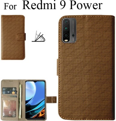 MYSHANZ Flip Cover for Redmi 9 Power, MI Redmi 9 Power, Xiaomi Redmi 9 Power, Red Mi 9 Power(Brown)