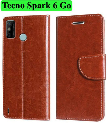 Wynhard Flip Cover for Tecno Spark 6 Go(Brown, Grip Case, Pack of: 1)