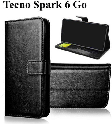 Manobal Flip Cover for Tecno Spark 6 Go(Black, Camera Bump Protector, Pack of: 1)