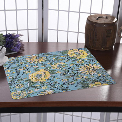 Texstylers Rectangular Pack of 6 Table Placemat(Light Green, Cotton)