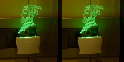 AFAST 3D Illusion Effect Chhatrapati shivaji Maharaj Multi Colour LED Night Lamp, Set Of Two Night Lamp(10 cm, Multicolor)