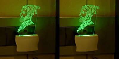 AFAST 3D Illusion Effect Chhatrapati shivaji Maharaj Multi Colour LED Night Lamp, Set Of Two Night Lamp(10 cm, Multicolor)