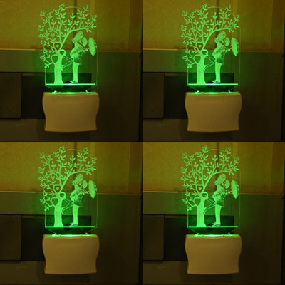 Somil 3D Illusion Effect Sweet Couple Multi Colour LED Night Lamp::Pack Of 4 Night Lamp(10 cm, Multicolor)