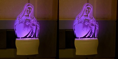 AFAST 3D Illusion Effect Mother Mary Multi Colour LED Night Lamp, Set Of Two Night Lamp(10 cm, Multicolor)