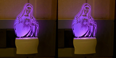 Somil 3D Illusion Effect Mother Mary Multi Colour LED Night Lamp::Pack Of 2 Night Lamp(10 cm, Multicolor)