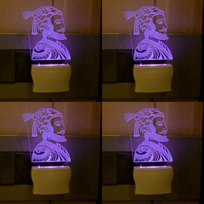 AFAST 3D Illusion Effect Chatrapati shivaji Maharaj Multi Colour LED Night Lamp, Set Of Four Night Lamp(10 cm, Multicolor)