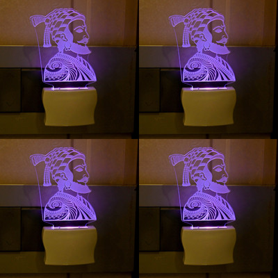 AFAST 3D Illusion Effect Chatrapati shivaji Maharaj Multi Colour LED Night Lamp, Set Of Four Night Lamp(10 cm, Multicolor)