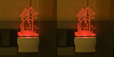 Somil 3D Illusion Effect The Lovely Couple Multi Colour LED Night Lamp::Pack Of 2 Night Lamp(10 cm, Multicolor)