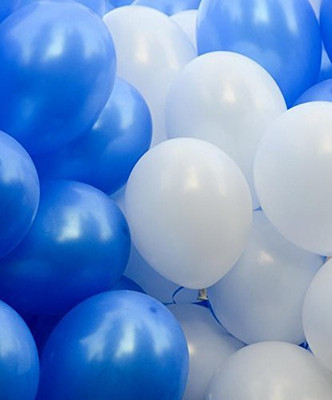 Jolly Party Solid Metallic Balloon Set for your Special day Balloon(Blue, White, Pack of 50)
