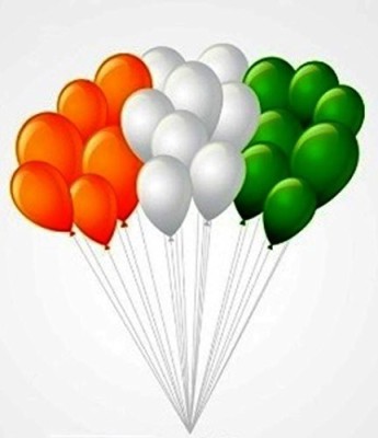 ANVRITI Solid HD Metallic Orange, White & Green Pack of 50 Independence Day Decoration Balloon(Orange, Green, White, Pack of 50)