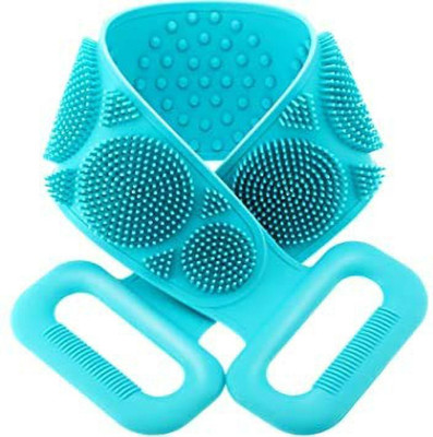 Cieire Dual Sided Silicone Shower Bath Belt Back Scrubber Brush and Massager