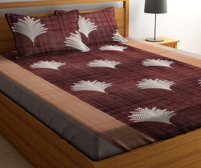 Shivi Creation 200 TC Cotton Double Printed Flat Bedsheet(Pack of 1, Multicolor)