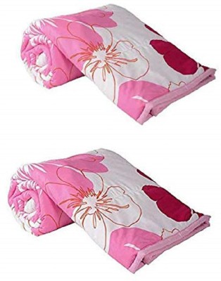 Khatri textiles and handloom store Floral Single Dohar for  AC Room(Poly Cotton, Pink, White)