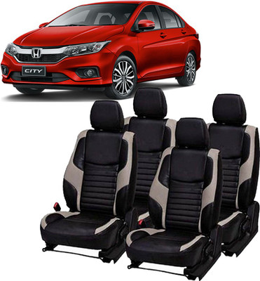 AutoSafe PU Leather Car Seat Cover For Honda City(5 Seater, 2 Back Seat Head Rests)