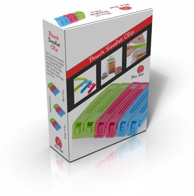 POG pouch sealer clip small medium large plastic pouch clips(Set of 18, Multicolor)
