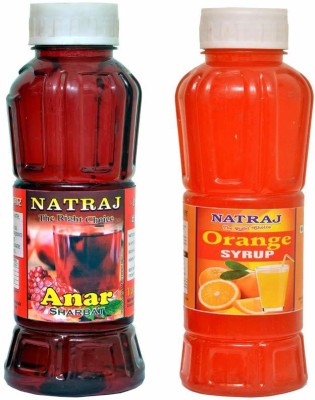 NATRAJ The Right Choice Anar Sharbat & Orange Sharbat Syrup (Pack of 2 x 750 ml Bottle)(2 x 375 ml)