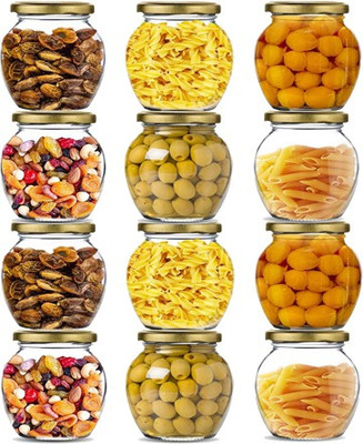 Avastro Glass Grocery Container  - 350 ml(Pack of 12, Clear)