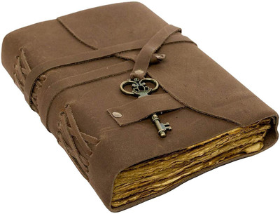 CRAFT CLUB Premium Finished Leather Journal With Antique Paper and Key A5 Diary Unruled 240 Pages(Brown)