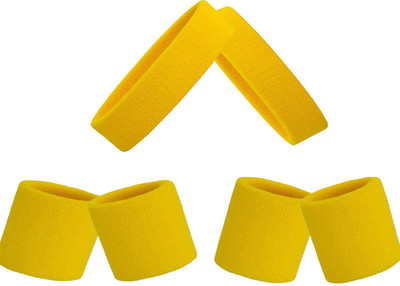 R-Lon High Quality Sports Head Band,Head Support/Wrist Band (Multicolor) Fitness Band(Yellow, Pack of 4)