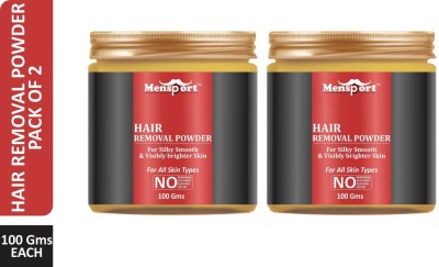 Mensport Pure Hair Removal Powder- For Fast Hair Removal without Pain Pack of 2 100g Jar Wax(200 g, Set of 2)