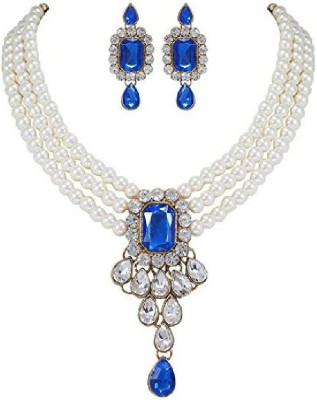 sakhhijewels Metal Gold-plated White, Blue Jewellery Set(Pack of 1)