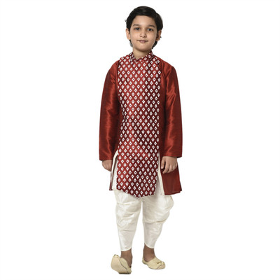 DEYANN Boys Festive & Party Kurta and Patiala Set(Red Pack of 1)